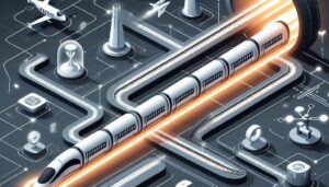 A futuristic, modern, minimalist illustration of an industry roadmap in the transportation sector. T